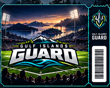 Gulf Islands Guard stadium event and ticket artwork